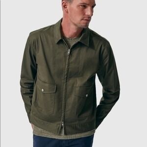 BLDWN Solanas Men’s Olive Green Cotton Canvas Zip Front Military Jacket L NWT